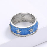 Blue Star AAA Zircon Diamonds Shape Fine Beauty Handmade Enamel Ring