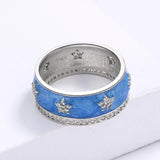Blue Star AAA Zircon Diamonds Shape Fine Beauty Handmade Enamel Ring