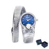 Amazing Luxury Brand Red Dial Snake Shape Zirconia Diamond Ladies Gold Iced Out Analog Quartz Movt Unique Watch