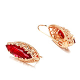 14K Gold Filled Vintage Rhombus Cut Red Blue Green AAA Zircon Crystal Hollow Drop Earrings