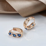 14K Gold Filled New Drop AAA Blue Red Zircon Diamonds Hoop Hollow Prong Setting Earrings