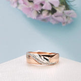 Latest Vintage 6mm Wide AAA Zircon Diamonds Leaf Rings for Women with 14K Filled Rose Gold in Silver Colour Jewellery
