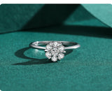 Classic Simple Flower AAAA Lab Created Diamond 925 Sterling Silver Fine Rings