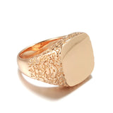 14 Karat Gold Filled Fashion Glossy Simple Square Punk Signet Rings for Men Women