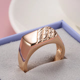 Modern Fashion 14 Karat Rolled Gold Glossy Square Cutting Men's Signet Ring