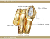 Luxury Gold Colour Snake Fashion Quartz Bangle Bracelet Ladies Watches - Ideal Gift