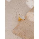 18K Gold Plated Stainless Steel Irregular Natural Shell Vintage Temperament Ring