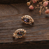 14 Karat Filled Gold Multicolour AAA Zircon Crystals Geometric Hollow Vintage Earrings