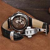 Popular Top Luxury Brand Leather Skeleton Hollow Clock Waterproof Men's Automatic Business Mechanical Watch - The Jewellery Supermarket