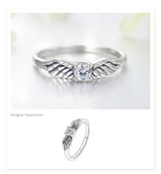 Dazzling Real Silver Flying Angel Wings Clear AAAA Simulated Diamonds Rings - Fashion Unique Design Jewellery - The Jewellery Supermarket