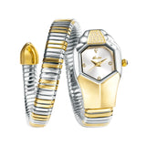 Hot Fashion Stainless Steel Bangle Snake Shape Zircon Diamond Ladies Watches - Quartz Silver Colour Wristwatches