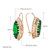 14K Gold Filled Vintage Rhombus Cut Red Blue Green AAA Zircon Crystal Hollow Drop Earrings