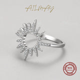 Amazing Sun Flower Sparkling AAAA Lab Created Diamonds 925 Sterling Silver Ring