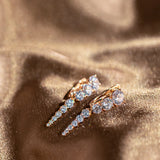14K Rolled Gold Full Claw Inlay AAA Zircon Diamonds Decreasing Design Drop Earrings