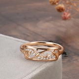 Latest Fashion Ethnic Style 14K Rolled Rose Gold Hollow Carved Pattern AAA Zircon Diamonds Rings - Fine Jewellery