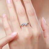 Six Claw Asymmetry Sterling Silver Fashion Clear AAAA Lab Created Diamond Ring