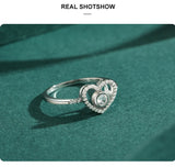 Top Quality Silver Sparkling AAAA Lab Created Diamond Elegant Heart Ring