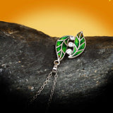 High Quality Handmade Two Leave Enamel Fashion Silver AAA Zircon Necklace