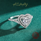 Fashion Silver Romantic Luxury Heart Dazzling AAAA Lab Created Diamond Rings