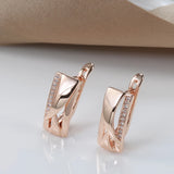 14K Gold Filled Geometric Square Smooth Metal AAA Zircon Diamonds Vintage Earrings