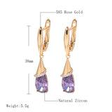 14K Gold Filled Teardrop Blue White AAA Zircon Diamonds inlay Pendant Elegant Earrings