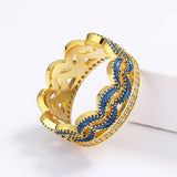Classic Crown Handmade Enamel Three-layer AAA Zircon Exquisite 18KGP Ring