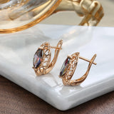 14 Karat Filled Gold Multicolour AAA Zircon Crystals Geometric Hollow Vintage Earrings