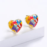 Newest Fashion Handmade Enamel Colourful Heart Shape 925 Silver Earrings