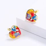 Newest Fashion Handmade Enamel Colourful Heart Shape 925 Silver Earrings