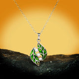 High Quality Handmade Two Leave Enamel Fashion Silver AAA Zircon Necklace