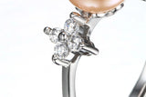 High Quality White,Pink,Purple,Black,Gold Pearls AAA Zircon Diamonds Silver Rings