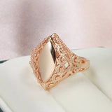 14 Karat Gold Filled Glossy Unique Pattern Rhombus Rings for Women Fine Jewellery