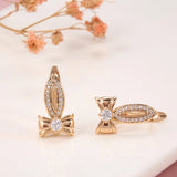 14K Gold Filled Micro Inlay AAA Zircon Diamonds Bow Fashion Clip Handmade Earrings