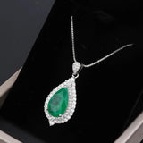 Vintage Pear Emerald Gemstone Earrings/Necklace/Ring High Carbon Diamond Wedding Engagement Jewelry Sets Wholesale Accessories - The Jewellery Supermarket