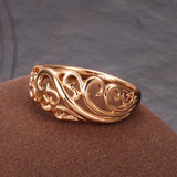 New Fine Jewellery Boho Hollow Flower14K Rolled Rose Gold Ring for Women, Ethnic Wedding Party Rings