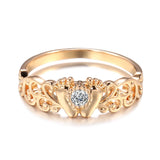 14 Karat Rolled Gold Ethnic Hollow Flower AAA Zircon Diamonds Baby Little Feet Ring