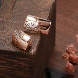 14K Rolled Gold Minimalist Vintage Glossy Square Drop Hollow Earrings Fine Jewellery