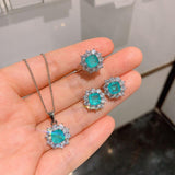 Hot Paraiba Tourmaline Blue Stone Aquamarine Earring Pendant Necklace Gemstone Ring Fine Jewel Sets