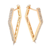 14K Gold Filled Trendy Rhombus Shape AAA Zircon Diamonds Hollow Back Elegant Earrings