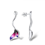 New Handmade Enamel 925 Silver Colourful Mermaid Tail Long Tassel Earrings