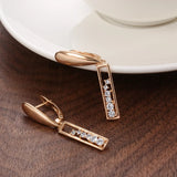 14K Rolled Gold  Flawless Smooth Hollow AAA White Zircon Diamonds  Long Drop Earrings