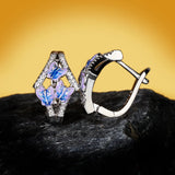 Exquisite Three Blue Butterfly Handmade Enamel Ladies Charm 925 Silver Earrings