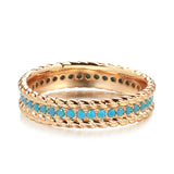 New 14K Filled Gold Full Circle Luxury Stackable Turquoise Ring Vintage Jewellery