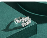 Sparkling Asymmetric Cluster AAAA Lab Created Diamonds Silver Geometric Rings