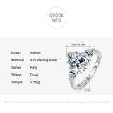 Luxury 5 carat Pear Cut AAAA Lab Created Diamond 925 Silver Engagement Ring