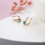 14K Filled Gold Emerald Round Cut AAA Zircon Crystals Inlay Hoop Earrings for Women