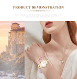 Elegant Rose Gold Plated Round Dial Stain Steel Band Women Watches Japan Movement Quartz Waterproof Wristwatches
