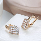 14K Gold Filled New Trend Geometric Arrangement AAA Zircon Diamonds  Gold Edge Earrings