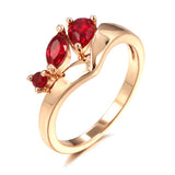 Luxury Red AAA Zircon Crystals 14K Gold Filled Ring Ethnic Vintage Jewellery