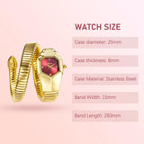 Unique Snake Shape Luxury  Bling Gold Quartz  Wrist Watch For Women - Ladies MISSFOX Women's Watch
